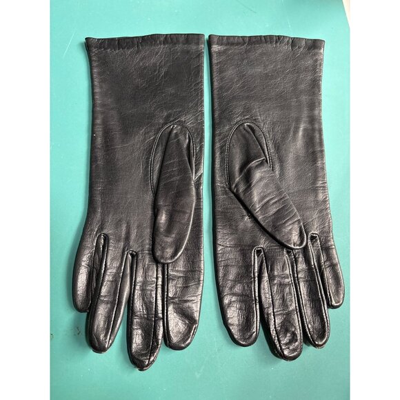 VTG Black Leather Womens Gloves By Aris Philippines - Picture 2 of 3